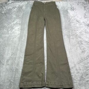 Revice Denim Venus Jeans Womens 29 Olive Green Solid Flare Leg Seamed High Rise